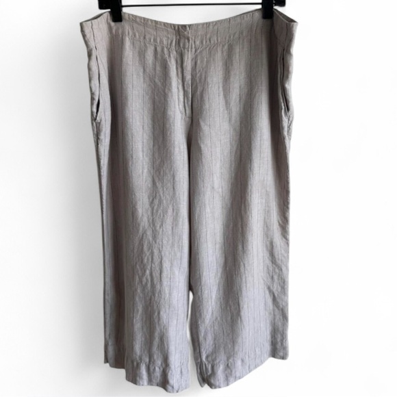 J. Jill Beige Linen Stripe Relaxed Straight Leg Pants Size 16 - Picture 8 of 8